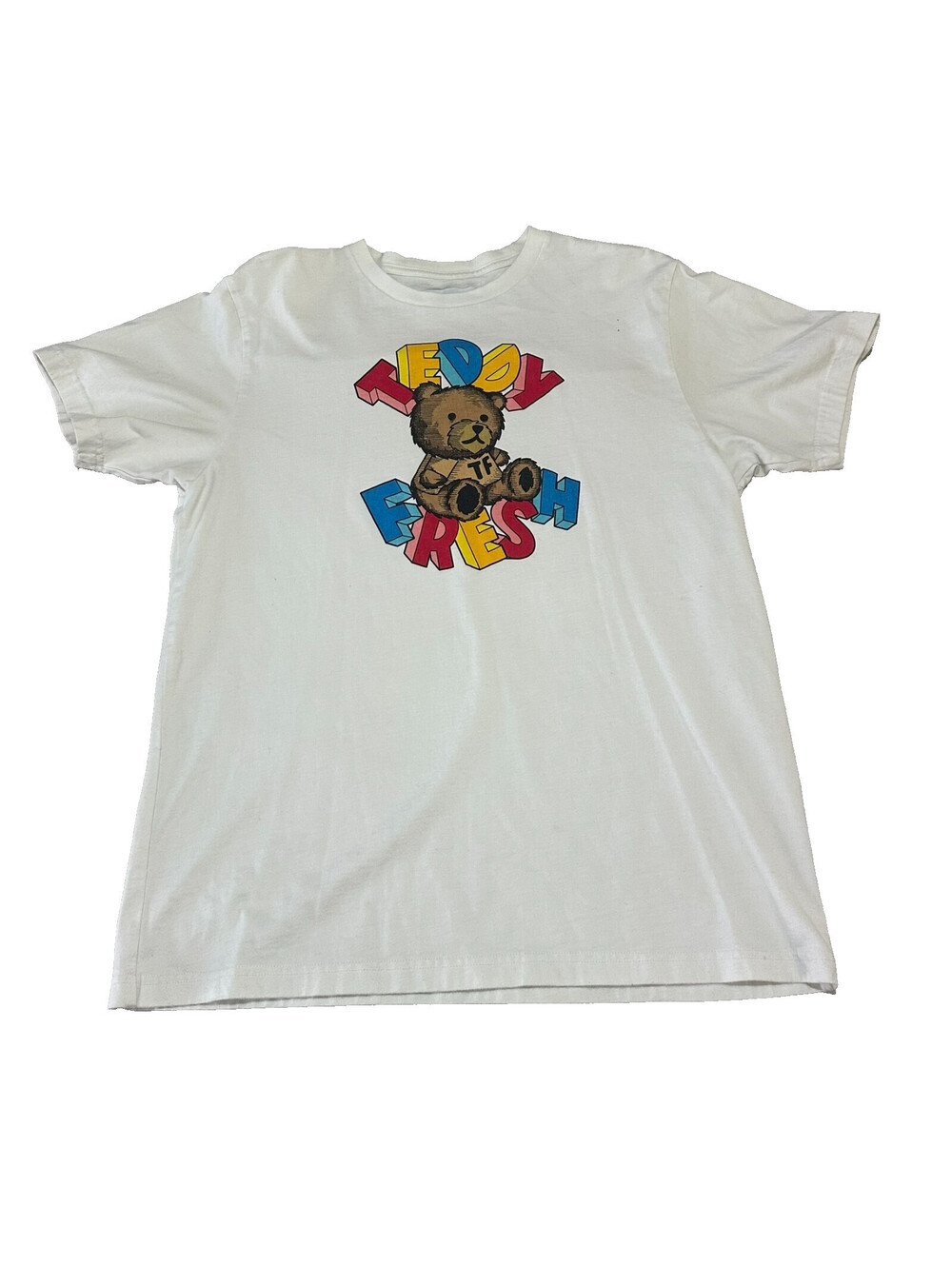 Teddy Fresh Men XL Teddy Bear Graphic White Multi Color Short Sleeve T-Shirt